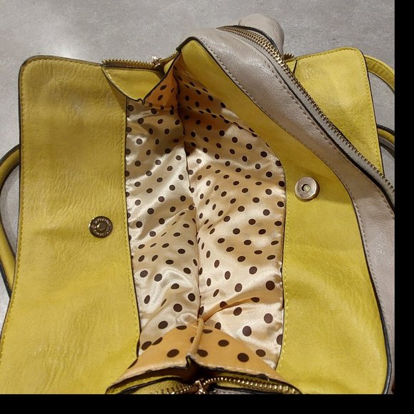 MELIE BIANCO "Leslie" Vegan Leather Handbag - Green/Yellow/Beige - Size Medium - Picture 8 of 10